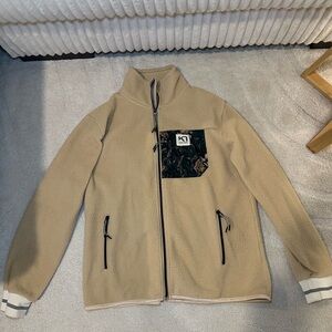 Kari Traa Tan Fleece Jacket with Camo Chest Pocket